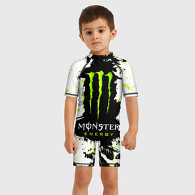 Детский купальный костюм 3D с принтом MONSTER ENERGY (Z) в Екатеринбурге, Полиэстер 85%, Спандекс 15% | застежка на молнии на спине | black monster | bmx | claw | cybersport | energy | monster | monster energy | moto | motocross | race | sport | киберспорт | когти | монстер энерджи | монстр | мото | мотокросс | ралли | скейтбординг | спорт | т | энергия