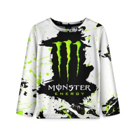 Детский лонгслив 3D с принтом MONSTER ENERGY (Z) в Екатеринбурге, 100% полиэстер | длинные рукава, круглый вырез горловины, полуприлегающий силуэт
 | black monster | bmx | claw | cybersport | energy | monster | monster energy | moto | motocross | race | sport | киберспорт | когти | монстер энерджи | монстр | мото | мотокросс | ралли | скейтбординг | спорт | т | энергия