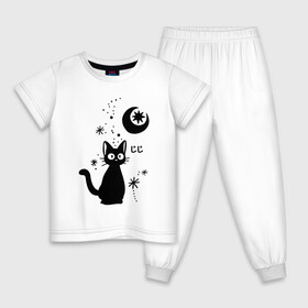 Детская пижама хлопок с принтом Jiji Cat в Екатеринбурге, 100% хлопок |  брюки и футболка прямого кроя, без карманов, на брюках мягкая резинка на поясе и по низу штанин
 | cat | jiji | kitty | аниме | ведьма | гибли | джиджи | животные | кот | котенок | кошка | миядзаки | мульт | мультфильм | тоторо