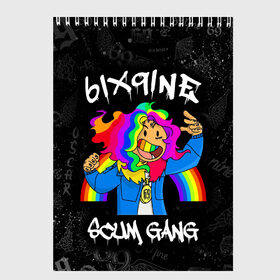 Скетчбук с принтом 6IX9INE в Екатеринбурге, 100% бумага
 | 48 листов, плотность листов — 100 г/м2, плотность картонной обложки — 250 г/м2. Листы скреплены сверху удобной пружинной спиралью | 6ix9ine | gooba | hernandez | tekashi