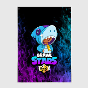 Постер с принтом BRAWL STARS SHARK. в Екатеринбурге, 100% бумага
 | бумага, плотность 150 мг. Матовая, но за счет высокого коэффициента гладкости имеет небольшой блеск и дает на свету блики, но в отличии от глянцевой бумаги не покрыта лаком | 8 bit | brawl stars | crow | leon | leon shark | max | mecha | mecha crow | mr.p | sally leon | shark | sprout | tara | virus 8 bit | werewolf leon | акула | берли | бравл старс | ворон | макс | оборотень