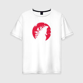 Женская футболка хлопок Oversize с принтом Godzilla в Екатеринбурге, 100% хлопок | свободный крой, круглый ворот, спущенный рукав, длина до линии бедер
 | godzilla | годзила | годзилла