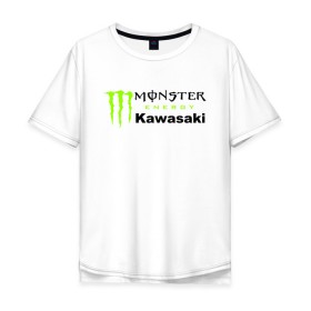 Мужская футболка хлопок Oversize с принтом KAWASAKI (Z) в Екатеринбурге, 100% хлопок | свободный крой, круглый ворот, “спинка” длиннее передней части | Тематика изображения на принте: bike | energy | kawasaki | monster | monster energy | moto | motocross | ninja | sport | zzr | кавасаки | кавасаки ниндзя | монстер энерджи | монстр | мото | мотокросс | ниндзя | спорт | энергия