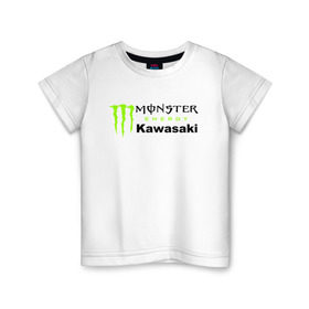 Детская футболка хлопок с принтом KAWASAKI (Z) в Екатеринбурге, 100% хлопок | круглый вырез горловины, полуприлегающий силуэт, длина до линии бедер | bike | energy | kawasaki | monster | monster energy | moto | motocross | ninja | sport | zzr | кавасаки | кавасаки ниндзя | монстер энерджи | монстр | мото | мотокросс | ниндзя | спорт | энергия