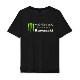 Мужская футболка хлопок Oversize с принтом KAWASAKI (Z) в Екатеринбурге, 100% хлопок | свободный крой, круглый ворот, “спинка” длиннее передней части | bike | energy | kawasaki | monster | monster energy | moto | motocross | ninja | sport | zzr | кавасаки | кавасаки ниндзя | монстер энерджи | монстр | мото | мотокросс | ниндзя | спорт | энергия
