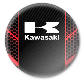 Значок с принтом KAWASAKI | КАВАСАКИ (Z) в Екатеринбурге,  металл | круглая форма, металлическая застежка в виде булавки | Тематика изображения на принте: bike | kawasaki | moto | motocycle | ninja | sportmotorcycle | zzr | кавасаки | кавасаки ниндзя | мото | мотоспорт | ниндзя