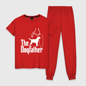 Женская пижама хлопок с принтом The Dogfather - пародия в Екатеринбурге, 100% хлопок | брюки и футболка прямого кроя, без карманов, на брюках мягкая резинка на поясе и по низу штанин | godfather | крестный отец | лабрадор | ретривер | собака | собачник | хобби