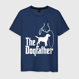 Мужская футболка хлопок с принтом The Dogfather - пародия  в Екатеринбурге, 100% хлопок | прямой крой, круглый вырез горловины, длина до линии бедер, слегка спущенное плечо. | Тематика изображения на принте: godfather | крестный отец | лабрадор | ретривер | собака | собачник | хобби