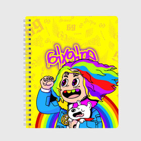 Тетрадь с принтом 6IX9INE в Екатеринбурге, 100% бумага | 48 листов, плотность листов — 60 г/м2, плотность картонной обложки — 250 г/м2. Листы скреплены сбоку удобной пружинной спиралью. Уголки страниц и обложки скругленные. Цвет линий — светло-серый
 | 