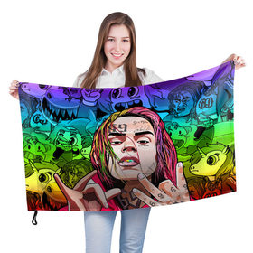 Флаг 3D с принтом 6IX9INE в Екатеринбурге, 100% полиэстер | плотность ткани — 95 г/м2, размер — 67 х 109 см. Принт наносится с одной стороны | 6ix9ine | gooba | hernandez | tekashi