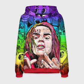 Мужская толстовка 3D с принтом 6IX9INE в Екатеринбурге, 100% полиэстер | двухслойный капюшон со шнурком для регулировки, мягкие манжеты на рукавах и по низу толстовки, спереди карман-кенгуру с мягким внутренним слоем. | 6ix9ine | gooba | hernandez | tekashi