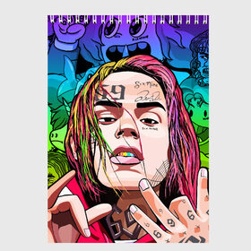 Скетчбук с принтом 6IX9INE в Екатеринбурге, 100% бумага
 | 48 листов, плотность листов — 100 г/м2, плотность картонной обложки — 250 г/м2. Листы скреплены сверху удобной пружинной спиралью | 6ix9ine | gooba | hernandez | tekashi