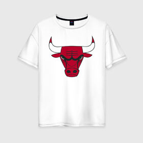 Женская футболка хлопок Oversize с принтом Chicago Bulls в Екатеринбурге, 100% хлопок | свободный крой, круглый ворот, спущенный рукав, длина до линии бедер
 | 23 | air jordan | bulls | chicago bulls | jordan | michael jordan | nba | paris saint germain | psg | red | sport | быки | джордан | майкл джордан | псж | спорт | чикаго буллс