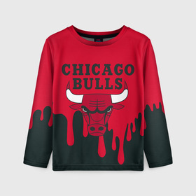 Детский лонгслив 3D с принтом Chicago Bulls. в Екатеринбурге, 100% полиэстер | длинные рукава, круглый вырез горловины, полуприлегающий силуэт
 | 23 | air jordan | bulls | chicago bulls | jordan | michael jordan | nba | paris saint germain | psg | red | sport | быки | джордан | майкл джордан | псж | спорт | чикаго буллс