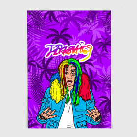 Постер с принтом Такеши 6ix9ine в Екатеринбурге, 100% бумага
 | бумага, плотность 150 мг. Матовая, но за счет высокого коэффициента гладкости имеет небольшой блеск и дает на свету блики, но в отличии от глянцевой бумаги не покрыта лаком | daniel hernandez | dummy boy | foreign music | foreign rap | gooba | gummo | hernandez | hip hop | rap | rapper | rapper takeshi 6ix9ine | tekashi | даниэль эрнандес | зарубежная музыка | зарубежный реп | реп | репер | репе