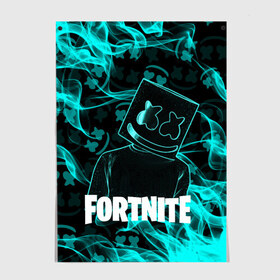 Постер с принтом Fortnite Marshmello. в Екатеринбурге, 100% бумага
 | бумага, плотность 150 мг. Матовая, но за счет высокого коэффициента гладкости имеет небольшой блеск и дает на свету блики, но в отличии от глянцевой бумаги не покрыта лаком | archetype | fortnite | fortnite x | game | ikonik | marshmello | raven | архетип | ворон | игра | иконик | маршмелло | фортнайт