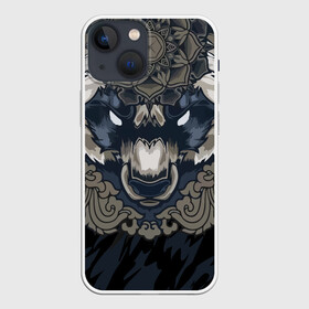 Чехол для iPhone 13 mini с принтом Зверь в Екатеринбурге,  |  | арт | белый | бурый | всю | геометрия | граффити | дикие | добрые | животные | зверь | злые | картинка | кума | лого | медведь | на | опасный | панда | рисунок | текстуры | фон | хищник | цвет | эмблема