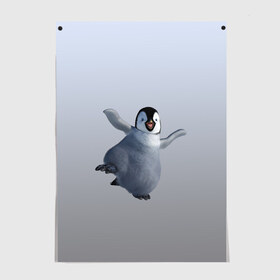 Постер с принтом мультяшный пингвин в Екатеринбурге, 100% бумага
 | бумага, плотность 150 мг. Матовая, но за счет высокого коэффициента гладкости имеет небольшой блеск и дает на свету блики, но в отличии от глянцевой бумаги не покрыта лаком | герой | зимняя птица | лед | миленький | мультяшный | неуклюжий | персонаж | пингвин | пингвинчик | смешной