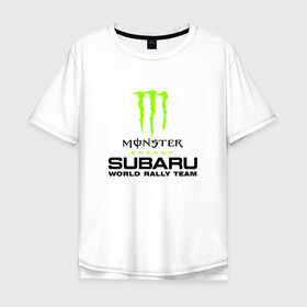Мужская футболка хлопок Oversize с принтом MONSTER ENERGY (Z) в Екатеринбурге, 100% хлопок | свободный крой, круглый ворот, “спинка” длиннее передней части | energy | monster | monster energy | sport | subaru | когти | монстер энерджи | монстр | ралли | спорт | субару | энергия