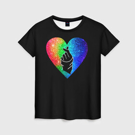 Женская футболка 3D с принтом Сердечко в Екатеринбурге, 100% полиэфир ( синтетическое хлопкоподобное полотно) | прямой крой, круглый вырез горловины, длина до линии бедер | bts | rm | бойбенд | бтс | ви | джонгук | корейское сердечко | любовь | музыка | сердце | сюги | чимин | чин