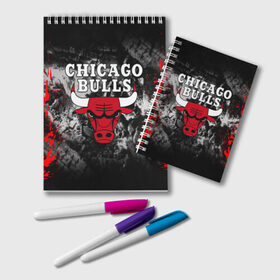 Блокнот с принтом CHICAGO BULLS в Екатеринбурге, 100% бумага | 48 листов, плотность листов — 60 г/м2, плотность картонной обложки — 250 г/м2. Листы скреплены удобной пружинной спиралью. Цвет линий — светло-серый
 | bulls | chicago | chicago bulls | nba | red bulls | usa | америка | быки | нба | сша | чикаго буллс