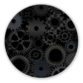 Коврик для мышки круглый с принтом Механизмы в Екатеринбурге, резина и полиэстер | круглая форма, изображение наносится на всю лицевую часть | hi tech | steampunk | брутальные | брутальный | инженер | инжинер | искусство механизмов | механизм | механизмы | стимпанк | текстура | черные шестерёнки | шестеренки | шестерни | я инженер