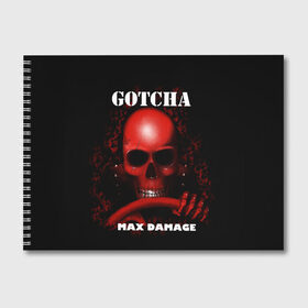 Альбом для рисования с принтом Gotcha в Екатеринбурге, 100% бумага
 | матовая бумага, плотность 200 мг. | 666 | 999 | car | game | gotcha | max damage | old school | череп
