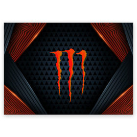 Поздравительная открытка с принтом MONSTER ENERGY (Z) в Екатеринбурге, 100% бумага | плотность бумаги 280 г/м2, матовая, на обратной стороне линовка и место для марки
 | black monster | bmx | claw | cybersport | energy | monster | monster energy | moto | motocross | race | sport | киберспорт | когти | монстер энерджи | монстр | мото | мотокросс | ралли | скейтбординг | спорт | то | энергия