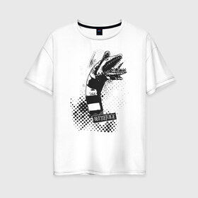 Женская футболка хлопок Oversize с принтом 2366371 в Екатеринбурге, 100% хлопок | свободный крой, круглый ворот, спущенный рукав, длина до линии бедер
 | beetlejuice | vdpartat | битлджус | монстр | ужасы