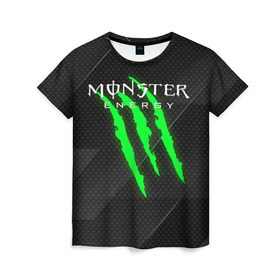 Женская футболка 3D с принтом MONSTER ENERGY (Z) в Екатеринбурге, 100% полиэфир ( синтетическое хлопкоподобное полотно) | прямой крой, круглый вырез горловины, длина до линии бедер | black monster | bmx | claw | cybersport | energy | monster | monster energy | moto | motocross | race | sport | киберспорт | когти | монстер энерджи | монстр | мото | мотокросс | ралли | скейтбординг | спорт | то | энергия