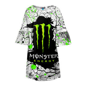 Детское платье 3D с принтом MONSTER ENERGY (Z) в Екатеринбурге, 100% полиэстер | прямой силуэт, чуть расширенный к низу. Круглая горловина, на рукавах — воланы | black monster | bmx | claw | cybersport | energy | monster | monster energy | moto | motocross | race | sport | киберспорт | когти | монстер энерджи | монстр | мото | мотокросс | ралли | скейтбординг | спорт | то | энергия