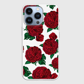 Чехол для iPhone 13 Pro с принтом Винтажные розы в Екатеринбурге,  |  | flowers | pattern | алые | бутоны | винный | винтаж | винтажные | готика | готический | девушкам | женщинам | красныерозы | лепестки | лето | листья | любовь | нежность | паттерн | подарок | праздник | природа