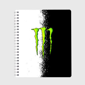 Тетрадь с принтом MONSTER ENERGY в Екатеринбурге, 100% бумага | 48 листов, плотность листов — 60 г/м2, плотность картонной обложки — 250 г/м2. Листы скреплены сбоку удобной пружинной спиралью. Уголки страниц и обложки скругленные. Цвет линий — светло-серый
 | black monster | bmx | claw | cybersport | energy | monster | monster energy | moto | motocross | race | sport | киберспорт | когти | монстер энерджи | монстр | мото | мотокросс | ралли | скейтбординг | спорт | энергия