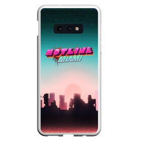 Чехол для Samsung S10E с принтом HOTLINE MIAMI в Екатеринбурге, Силикон | Область печати: задняя сторона чехла, без боковых панелей | Тематика изображения на принте: abstraction games | dennaton games | devolver digital | game | hotline miami | hotline miami 2: wrong number | retrowave | synthwave | мотель | мотель майами