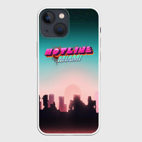 Чехол для iPhone 13 mini с принтом HOTLINE MIAMI в Екатеринбурге,  |  | abstraction games | dennaton games | devolver digital | game | hotline miami | hotline miami 2: wrong number | retrowave | synthwave | мотель | мотель майами