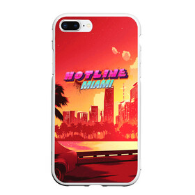 Чехол для iPhone 7Plus/8 Plus матовый с принтом HOTLINE MIAMI в Екатеринбурге, Силикон | Область печати: задняя сторона чехла, без боковых панелей | abstraction games | dennaton games | devolver digital | game | hotline miami | hotline miami 2: wrong number | retrowave | synthwave | мотель | мотель майами