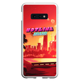 Чехол для Samsung S10E с принтом HOTLINE MIAMI в Екатеринбурге, Силикон | Область печати: задняя сторона чехла, без боковых панелей | Тематика изображения на принте: abstraction games | dennaton games | devolver digital | game | hotline miami | hotline miami 2: wrong number | retrowave | synthwave | мотель | мотель майами