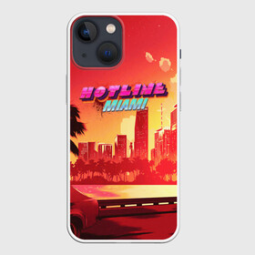 Чехол для iPhone 13 mini с принтом HOTLINE MIAMI в Екатеринбурге,  |  | abstraction games | dennaton games | devolver digital | game | hotline miami | hotline miami 2: wrong number | retrowave | synthwave | мотель | мотель майами