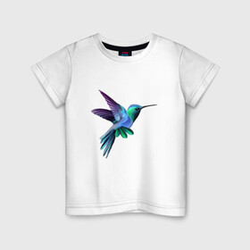 Детская футболка хлопок с принтом Колибри в Екатеринбурге, 100% хлопок | круглый вырез горловины, полуприлегающий силуэт, длина до линии бедер | арт | животные | картинка | птица колибри | птица нектарница | рисунок