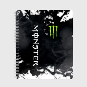 Тетрадь с принтом MONSTER ENERGY в Екатеринбурге, 100% бумага | 48 листов, плотность листов — 60 г/м2, плотность картонной обложки — 250 г/м2. Листы скреплены сбоку удобной пружинной спиралью. Уголки страниц и обложки скругленные. Цвет линий — светло-серый
 | black monster | bmx | claw | cybersport | energy | monster | monster energy | moto | motocross | race | sport | киберспорт | когти | монстер энерджи | монстр | мото | мотокросс | ралли | скейтбординг | спорт | энергия