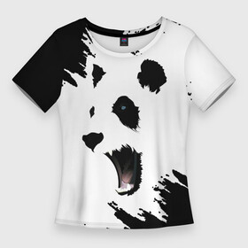 Женская футболка 3D Slim с принтом Панда  ЧБ в Екатеринбурге,  |  | bear | mine | panda | арт | белая | белое | белый | медведь | минимализм | панда | панды | полосатый | прикольная | принт | светлая | темная | чб | черная | черно белая | черно белое | черное | черный