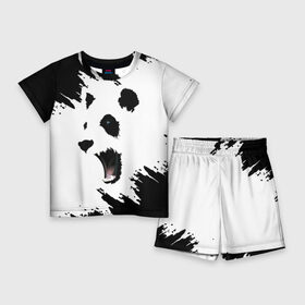 Детский костюм с шортами 3D с принтом Панда  ЧБ в Екатеринбурге,  |  | bear | mine | panda | арт | белая | белое | белый | медведь | минимализм | панда | панды | полосатый | прикольная | принт | светлая | темная | чб | черная | черно белая | черно белое | черное | черный