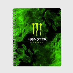 Тетрадь с принтом MONSTER ENERGY в Екатеринбурге, 100% бумага | 48 листов, плотность листов — 60 г/м2, плотность картонной обложки — 250 г/м2. Листы скреплены сбоку удобной пружинной спиралью. Уголки страниц и обложки скругленные. Цвет линий — светло-серый
 | black monster | bmx | claw | cybersport | energy | monster | monster energy | moto | motocross | race | sport | киберспорт | когти | монстер энерджи | монстр | мото | мотокросс | ралли | скейтбординг | спорт | энергия