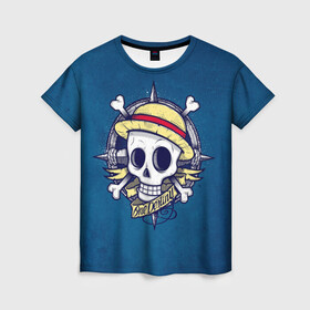 Женская футболка 3D с принтом Straw hat pirates в Екатеринбурге, 100% полиэфир ( синтетическое хлопкоподобное полотно) | прямой крой, круглый вырез горловины, длина до линии бедер | monkey d. luffy | nami | one piece | аниме | большой куш | луффи | манки де луффи | нами | пиратская | пираты | тони | череп | чоппер | шляпа