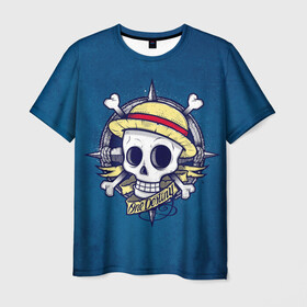 Мужская футболка 3D с принтом Straw hat pirates в Екатеринбурге, 100% полиэфир | прямой крой, круглый вырез горловины, длина до линии бедер | monkey d. luffy | nami | one piece | аниме | большой куш | луффи | манки де луффи | нами | пиратская | пираты | тони | череп | чоппер | шляпа