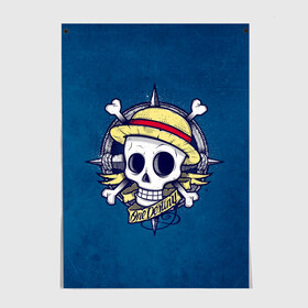 Постер с принтом Straw hat pirates в Екатеринбурге, 100% бумага
 | бумага, плотность 150 мг. Матовая, но за счет высокого коэффициента гладкости имеет небольшой блеск и дает на свету блики, но в отличии от глянцевой бумаги не покрыта лаком | monkey d. luffy | nami | one piece | аниме | большой куш | луффи | манки де луффи | нами | пиратская | пираты | тони | череп | чоппер | шляпа