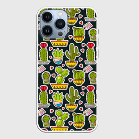 Чехол для iPhone 13 Pro Max с принтом Кактусы в Екатеринбурге,  |  | pattern | pop art | кактусы | колючки | паттерн | поп арт | тайлинг | текстуры | фоны