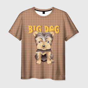 Мужская футболка 3D с принтом Большой пёс в Екатеринбурге, 100% полиэфир | прямой крой, круглый вырез горловины, длина до линии бедер | домашние животные | йоркширский терьер | собака | щенок