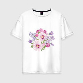 Женская футболка хлопок Oversize с принтом Полевые цветы в Екатеринбурге, 100% хлопок | свободный крой, круглый ворот, спущенный рукав, длина до линии бедер
 | арт | лето | полевые | цветы