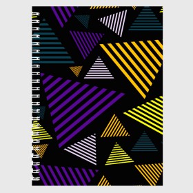 Тетрадь с принтом ГЕОМЕТРИЯ в Екатеринбурге, 100% бумага | 48 листов, плотность листов — 60 г/м2, плотность картонной обложки — 250 г/м2. Листы скреплены сбоку удобной пружинной спиралью. Уголки страниц и обложки скругленные. Цвет линий — светло-серый
 | abstraction | geometry | optic | optical | pattern | visual | абстракция | геометрия | линии | оптические | оптический узор | полосы | психоделика | разводы | текстуры | узор | узоры | фрактал